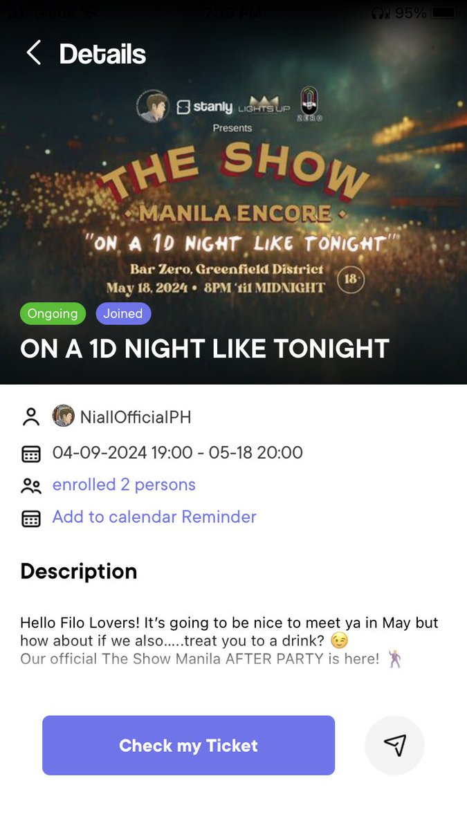 YEEE SEE YOU ALL THERE 💕💕

#TheShowManilaEncore 
#1DNightAtBarZero #Stanly