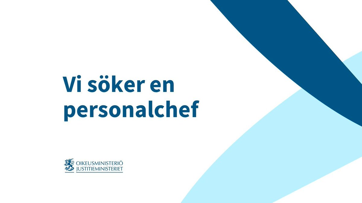 Vi söker en erfaren personalchef! Justitieministeriet ledigförklarar en ordinarie tjänst som personalchef med tillträde den 1 juni 2024. Läs mer och sök tjänsten senast den 23 april. valtiolle.fi/se/jobbar/pers…