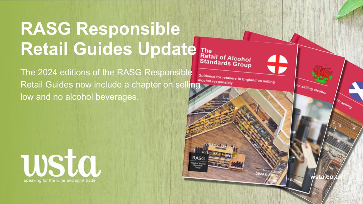 The 2024 editions of the RASG Responsible Retail Guides now include a chapter on selling low and no alcohol beverages. Download the guides at the link below. #RASG #WSTA #RetailGuides rasg.org.uk/guidance/