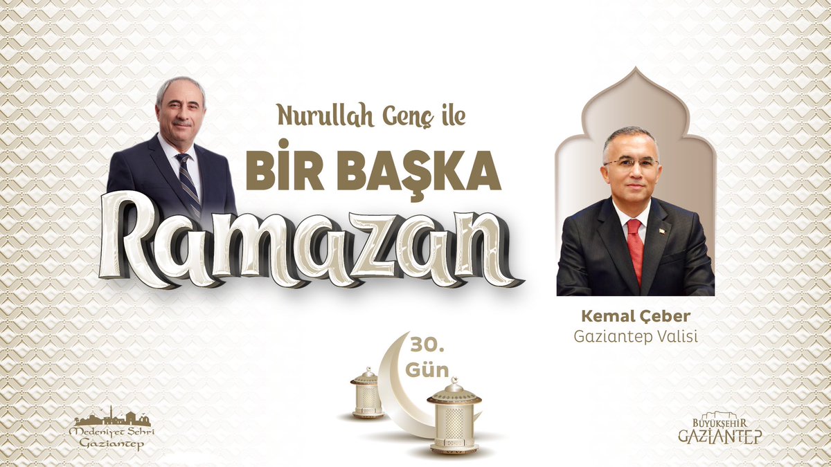 🌙 Nurullah Genç ile #BirBaşkaRamazan iftar programımızın bugünkü konuğu: Gaziantep Valimiz @kemalcebervali ⏰ 17:30’da 📍Festivaller Parkı 📺 @tvnet ve Medeniyet Şehri YouTube kanalı ortak canlı yayını ile sizlerle olacağız. Bugün son yayın! Bu programı kaçırmayın! ✨