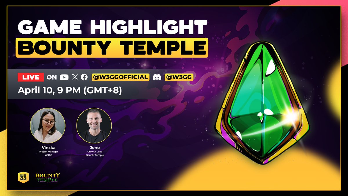 🚨 AMA Alert! 🚨 Join our Bounty Temple AMA Session 🌟 Curious about what's next in the game? Grab your spot, bring your questions, and let's get the inside scoop together! 🗓 Date: 10.4.2024 ⏲ Time: 9 PM (GMT+8) 📍 Live on W3GG Socials 🎯 Join our event:…