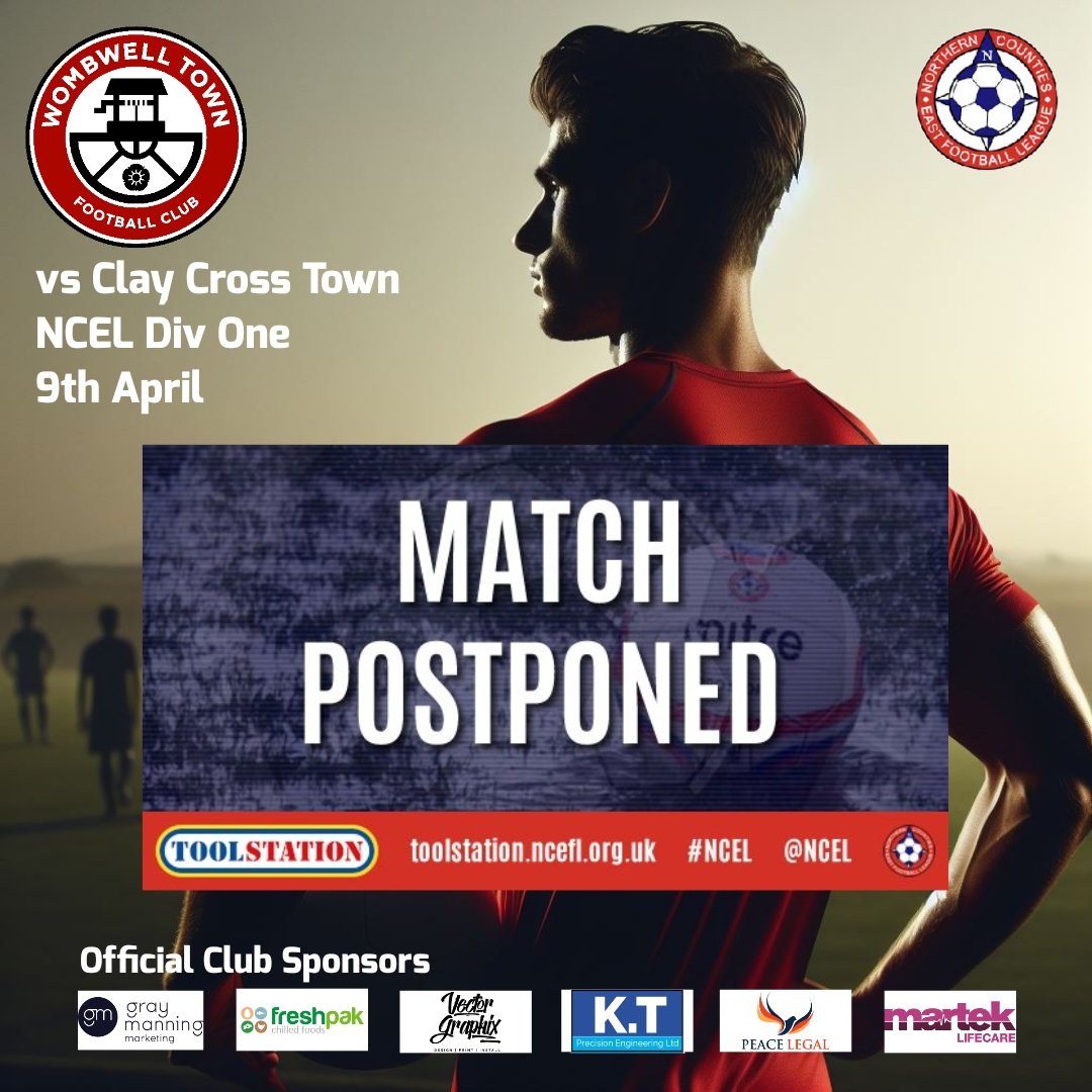 Despite the efforts between ourselves and @claycrosstownfc we can't beat the weather! A heavy downpour overnight (and currently) has left enough surface water and muddy puddles to make Peppa Pig very happy! Tonight's game has been postponed.