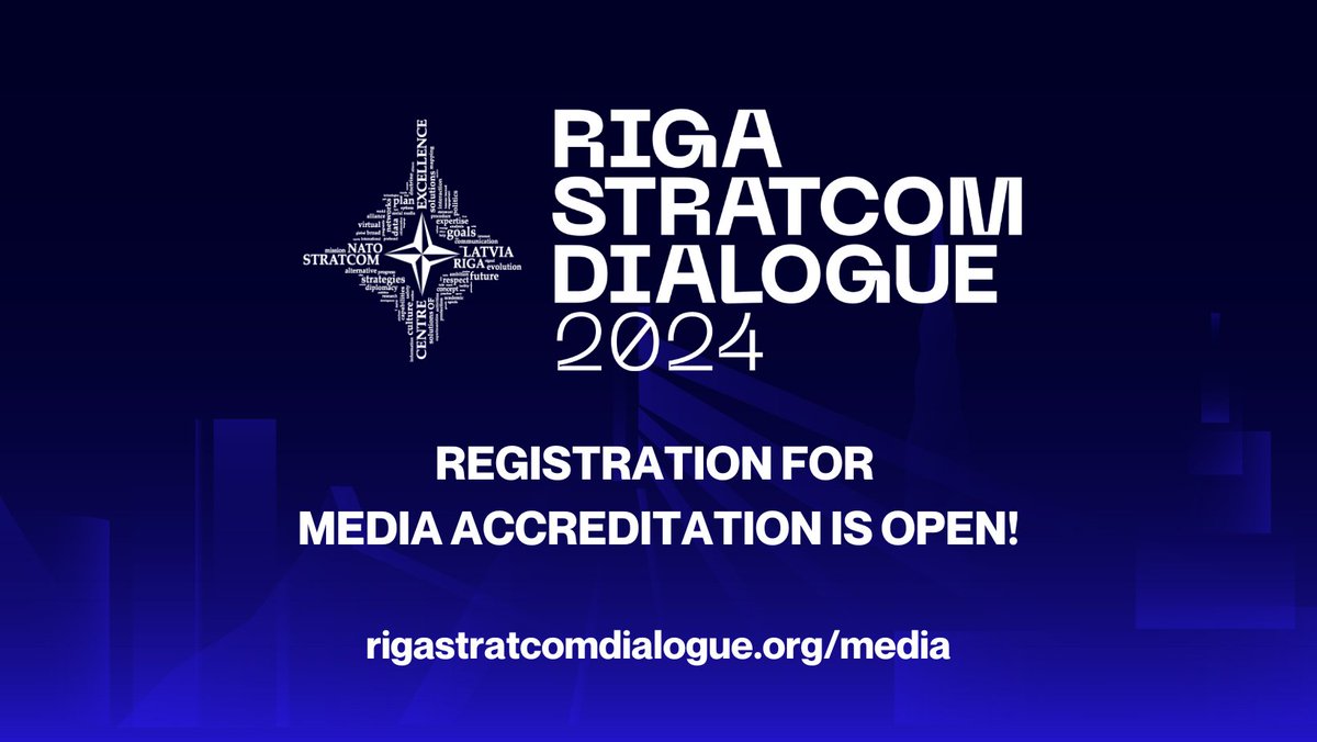 📢 Media accreditation for #RigaStratComDialogue 2024 taking place on 5 - 6 June in Riga is now open! Media representatives are invited to apply for accreditation, granting free access to the conference, individual interviews and networking. Register here: shorturl.at/rJUX6