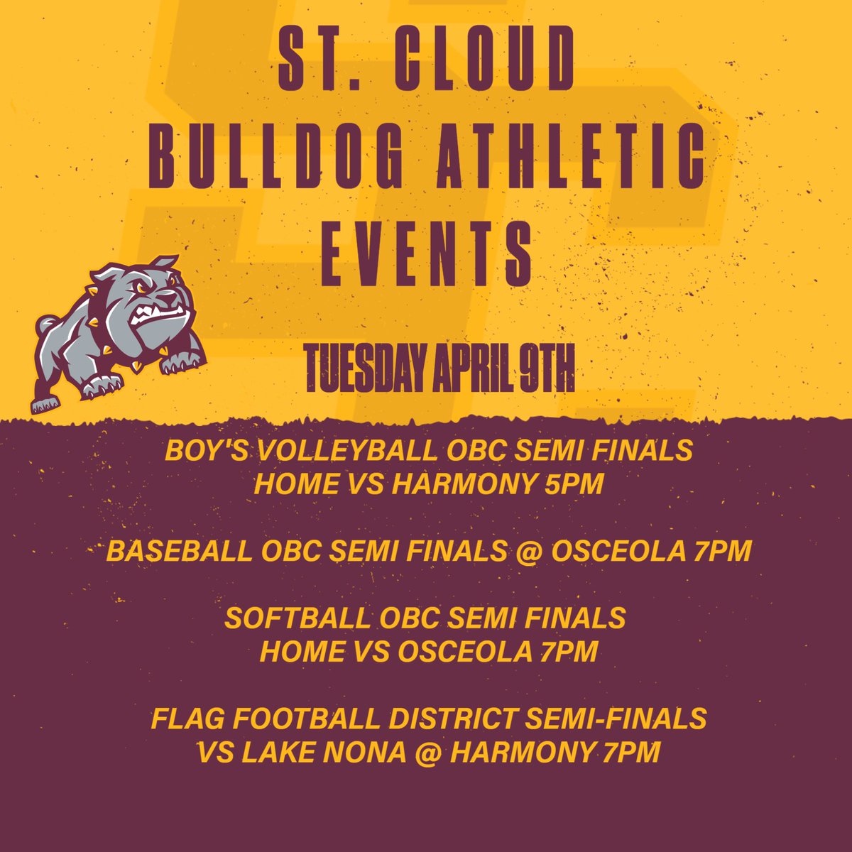 DISTRICT AND OBC SEMI FINALS FOR OUR BULLDOGS, COME OUT AND SUPPORT OUR WONDERFUL STUDENT-ATHLETES!!