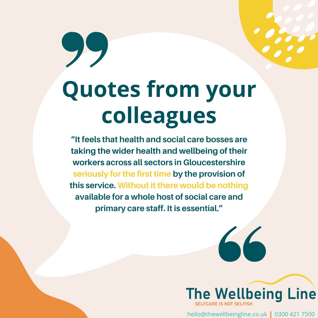 What your colleagues have to say about #TheWellbeingLine🗣️ @ProudtoCareGlos @One_Glos @GlosCC @GlosHealthNHS @gloshospitals @NHSGlos @GlosVCSAlliance @gcpagroup