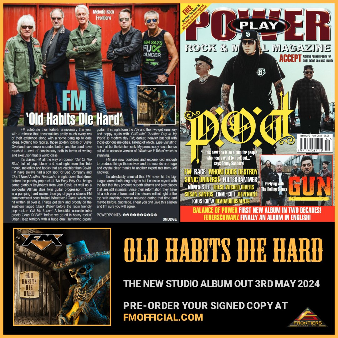 Cheers to Smudge @Powerplaymag for the 10/10 review of #OldHabitsDieHard and interview with #TheVoice @steve_overland #oldhabitsdiehard is out Friday 3rd May via @FrontiersMusic1 . Pre-order your signed copy at bit.ly/fm-old-habits-… #newalbum #preorder #signedcd