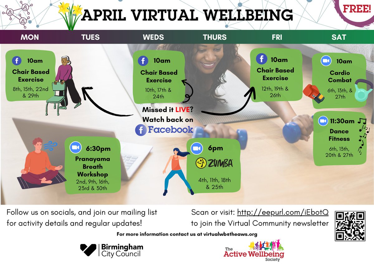 😊 This month there are new opportunities to join in with our #VirtualCommunity!

📅 We've got lots on in April for different abilities and interests.

📰 Join our newsletter for more info on how to join our FREE activities when they go live! eepurl.com/iEbotQ