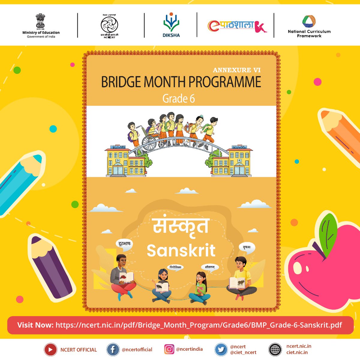 Discover the beauty of NCERT's Bridge Month Course for Grade 6 Sanskrit! Dive into the Sanskrit curriculum tailored for the academic year 2024-2025. Access the resources here: ncert.nic.in/pdf/Bridge_Mon…

#Sanskrit #Grade6 #NCERT #EducationForAll #TeachersEmpowerment #LearningIsFun…