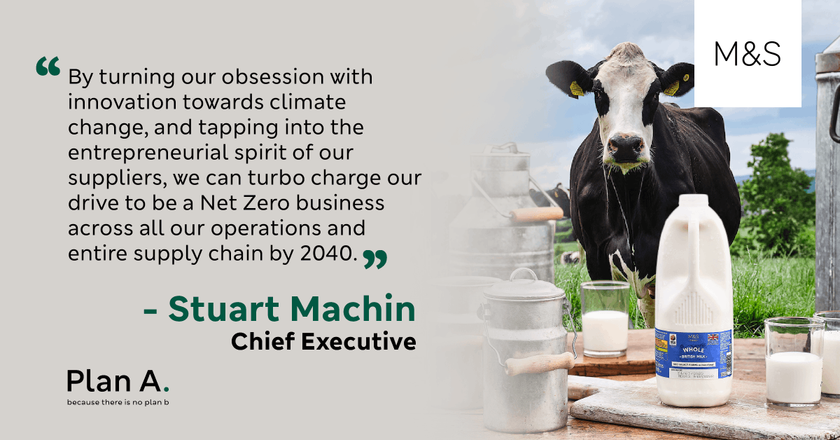Today we've announced some pioneering new projects funded through our £1 million #PlanA Accelerator Fund. We've also invested £1 million working with our M&S Select Dairy Farmers to reduce the amount of methane released into the atmosphere by cows 🐄 👉 bit.ly/3xs0Xul