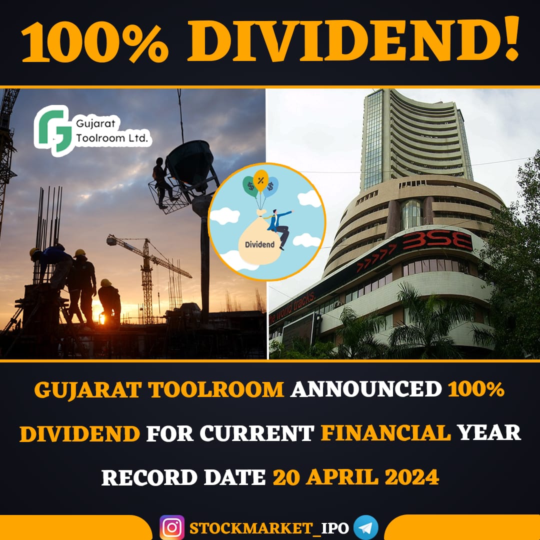 Attention investors! #GujaratToolroomLtd is making waves with its groundbreaking 100% dividend declaration, offering shareholders a generous return of ₹45 per share.