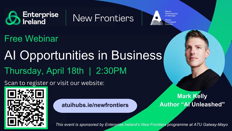 Atlantic Technological University (ATU) is hosting a webinar on Artificial Intelligence (AI) Opportunities for Business on Thursday April 18th at 2:30pm. mailchi.mp/2d7ce155c7d6/a…