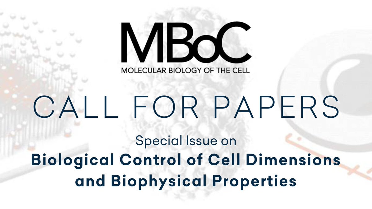 MBoC Call for Papers: Special Issue on Biological Control of Cell Dimensions and Biophysical Properties Submit an article by Oct 30 to be considered by lead editors: @buenoscience, @Penn @LiamHoltLab, @NyuMed Learn more and submit: molbiolcell.org/cells-biophysi…