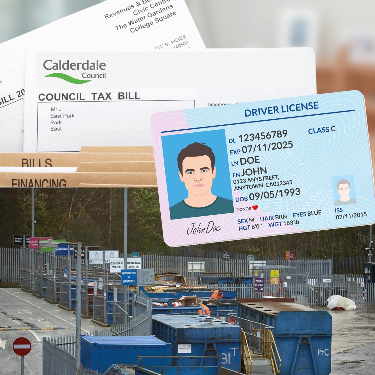 Calderdale's tweet photo. From this month, you'll be required to show proof of residency when visiting a Calderdale tip. This is to make sure our tips are only used by Calderdale residents, helping to keep costs down.

A utility bill or drivers licence will suffice. More info👉https://t.co/Sm3fd8RRNz https://t.co/qfUZXLEpIC