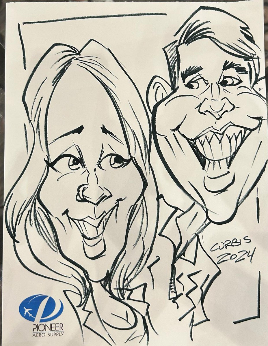 LJS_Aviation's tweet photo. The LJS team have arrived in Chicago for MRO Americas!
 
Thank you to @Pioneeraero for hosting a fantastic party yesterday and for the great caricature of Lia and Joe. 
 
See you all later for a full day of networking!
 
#MROA #Aviation #Evacuationslidespecialist 
@AvWeekEvents https://t.co/rnDlmV9ch3