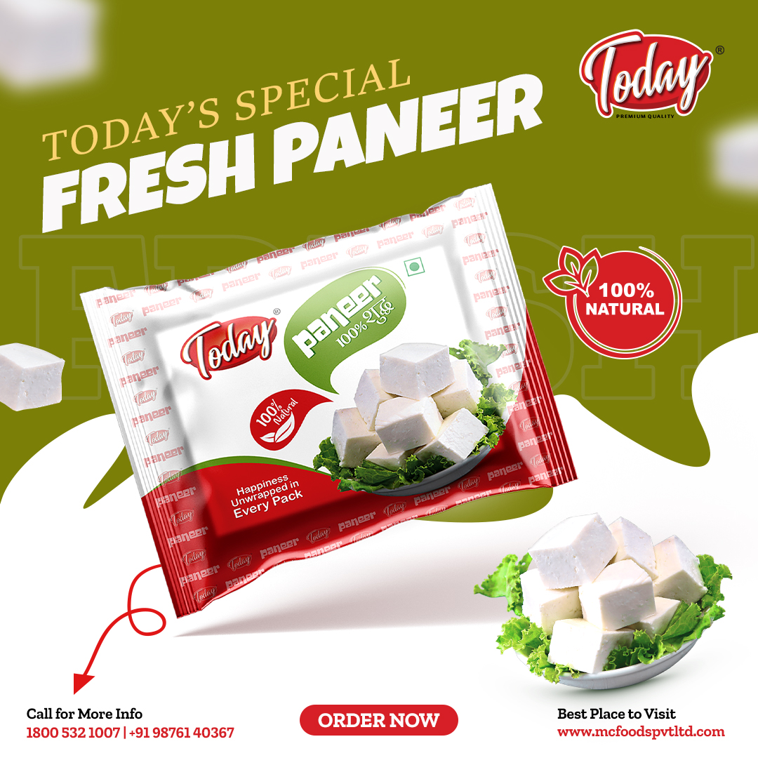 Indulge in today's delight: Fresh, creamy paneer! 🧀✨ Elevate your meals with the goodness of Today Milk's special treat. 

#todaymilkindia #todaymilk #todaypaneer #paneerperfection #natural #freshdelight #creamyindulgence #deliciousdairy #cheesecravings #culinarydelight