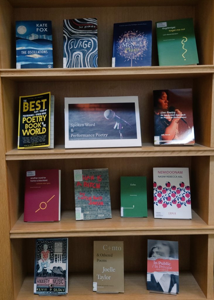 April's book display at SPL features a selection of Spoken Word & Performance Poetry that also read beautifully on the printed page.