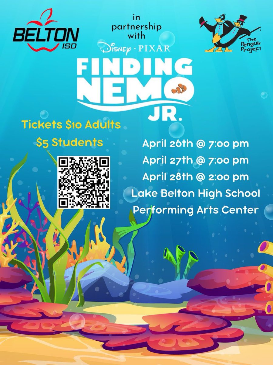 Dive into an underwater adventure with the Penguin Project's production of 'Finding Nemo Jr.' Join us for an unforgettable performance showcasing the incredible talents of our students with special needs alongside their peer mentors! #EACHandEVERYstudent🍎