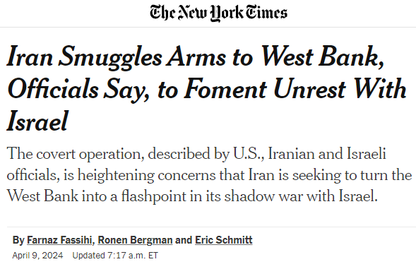 New York Times: 'Oh my god, Iran is sending small arms to resistance fighters against a genocidal occupation regime! This is the most horrific thing ever! Our precious Israel!' also NYT: 'The US just shipped more advanced weaponry to our brave Azov Nazi heroes in Ukraine.'