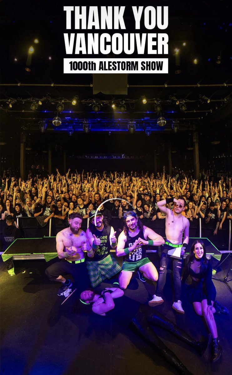 Thank you Vancouver for making it a great 1000th show. #Alestorm #Live