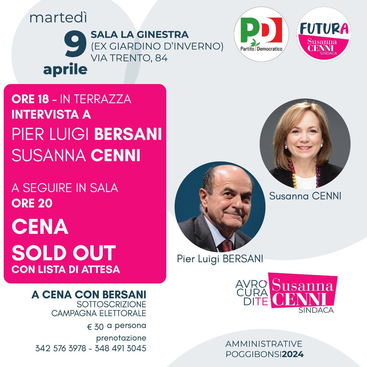 Oggi e stasera a Poggibonsi con la nostra Susanna Cenni candidata sindaco