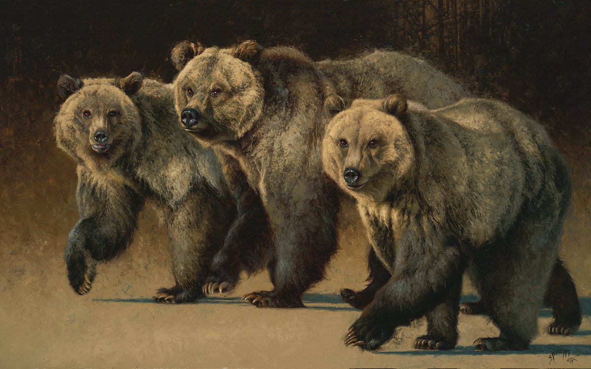 Momma's Got Twins - 2019 - oil on linen #art #painting #grizzly