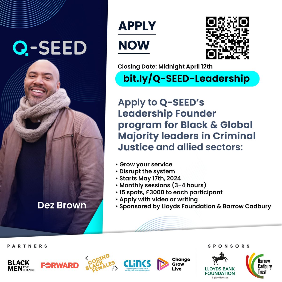 Don't miss this opportunity incredible for Black and Global Majority leads to grow services and work alongside other CJS leaders. Get your applications in for Q-SEED's leadership program before midnight Friday🕛 👇Click the link below 👇 coreplan.wispform.com/8fd33ab3