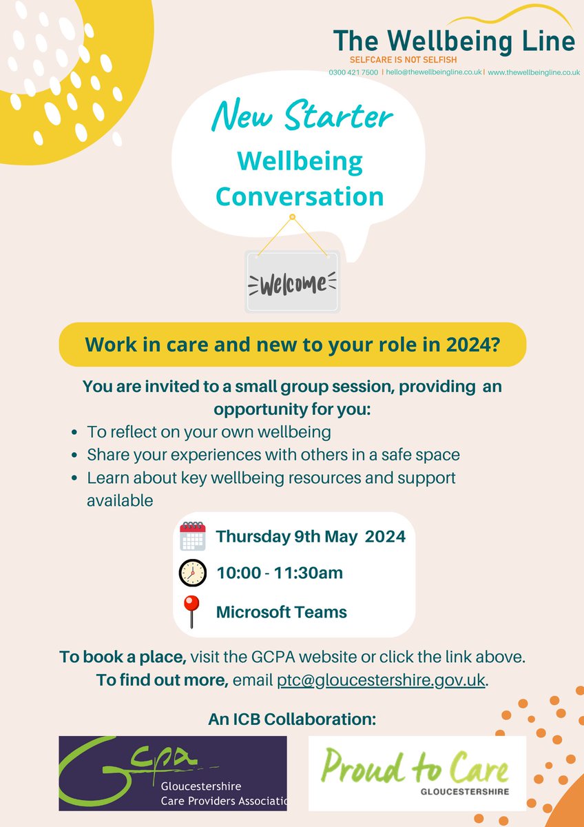 We are excited to announce a NEW OFFER for social care #CelebratingSocialCare If you work in care and you are new to your role in 2024, you are invited to a small group session check-in. Copy and paste the link below to book a place👇 eventbrite.co.uk/e/new-starter-…