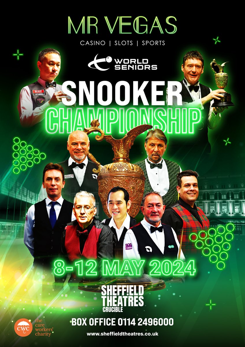 World Seniors Snooker are delighted to announce that MR VEGAS will headline their World Championship which will be played at the Crucible Theatre between 8-12thMay and be shown live in the Uk on Channel 5. @MrVegas_Casino @channel5_tv full story here facebook.com/WorldSeniorsSn…