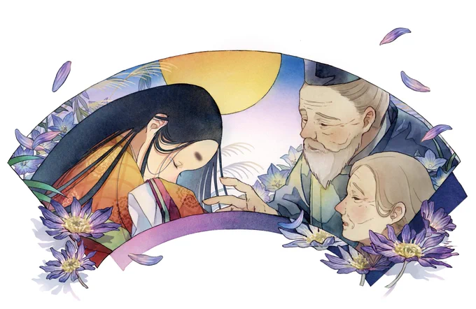 令和7年から使用される『現代の国語』(三省堂)の中学1年生の古典教材「竹取物語」のイラストを5点描かせていただきました。また一部装飾や資料集の方にも1点描かせていただいております。どうぞよろしくお願い致します! 