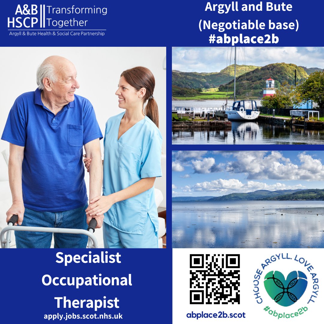 Specialist Occupational Therapist - An opportunity to work within the West of Scotland Major Trauma Network has arisen for an Advanced Practitioner of Occupational Therapy APPLY NOW ow.ly/qZBW50Rbfpf #abplace2b #OTJobs #OccupationaTherapist #Argyll #Bute #NHSCareers