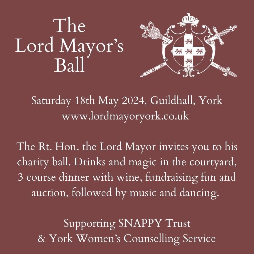 The Lord Mayor’s Charity Ball takes place next month… have you got your tickets for this fantastic night of fun! 🩷Raising money for SNAPPY and York Women’s counselling Services.🩷 Tickets here buff.ly/4a9R9Dj