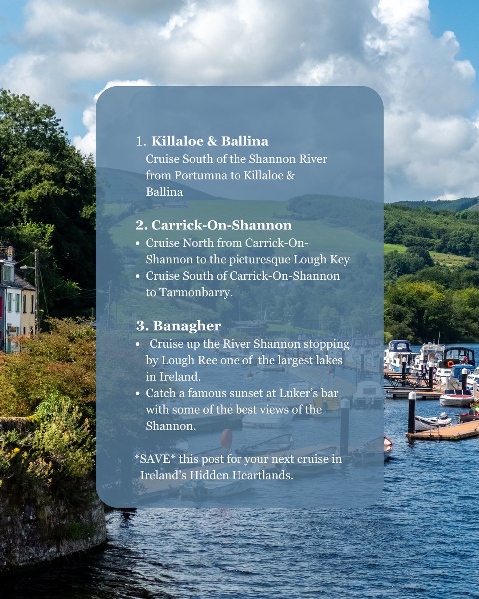 SAVE this post for your next cruise down Ireland's epic waterways! 🛥️ Swipe for our top three locations to set sail in #IrelandsHiddenHeartlands 💚 From romantic cruises to taking in the historic sights and pretty villages, there's a cruise for everyone! #KeepDiscovering