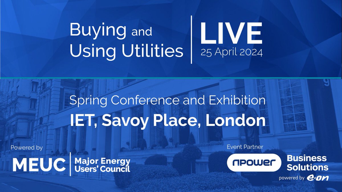 Join us on April 25 at the IET Savoy Place in London, for Buying and Using Utilities Live, @MeucEvents Spring Conference and Exhibition. Be part of the conversation driving innovation & progress in utility management. buff.ly/3xAjmFf #energymanagement #energymanager