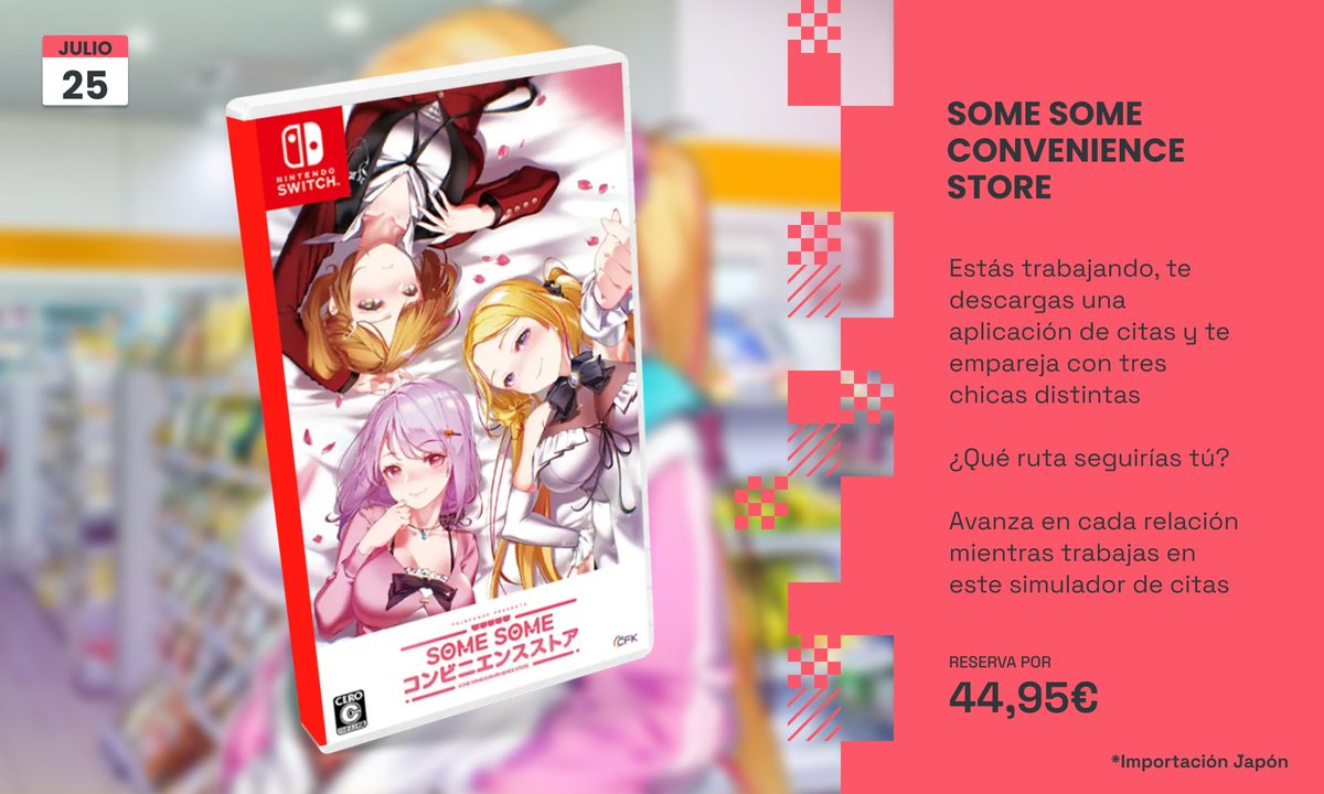 xtralife_es's tweet photo. Estás trabajando, te descargas una aplicación de citas y te empareja con tres chicas distintas en #SomeSomeConvenienceStore😍
¿Qué ruta seguirías tú?🤔
Avanza en cada relación mientras trabajas en este simulador de citas reservándolo por 44,95 €❣️
https://t.co/gGvo5RJHIA https://t.co/lOhEdco29y