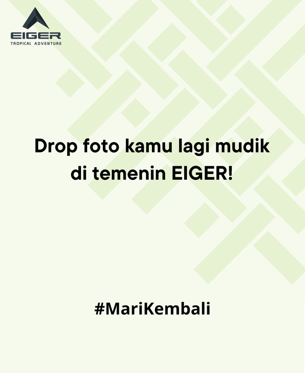 Ada yang mudiknya pake EIGER? Ayo ikutan #EIGER bagi bagi #THR!  

Caranya:   
- Follow  
- Like &amp; retweet tweet ini  
- Posting foto kamu saat mudik pake EIGER 
- Gunakan hashtag #EIGERMariKembali dan tag 3 orang teman kamu  

Periode 9-11 April 2024  #EigerAdventure