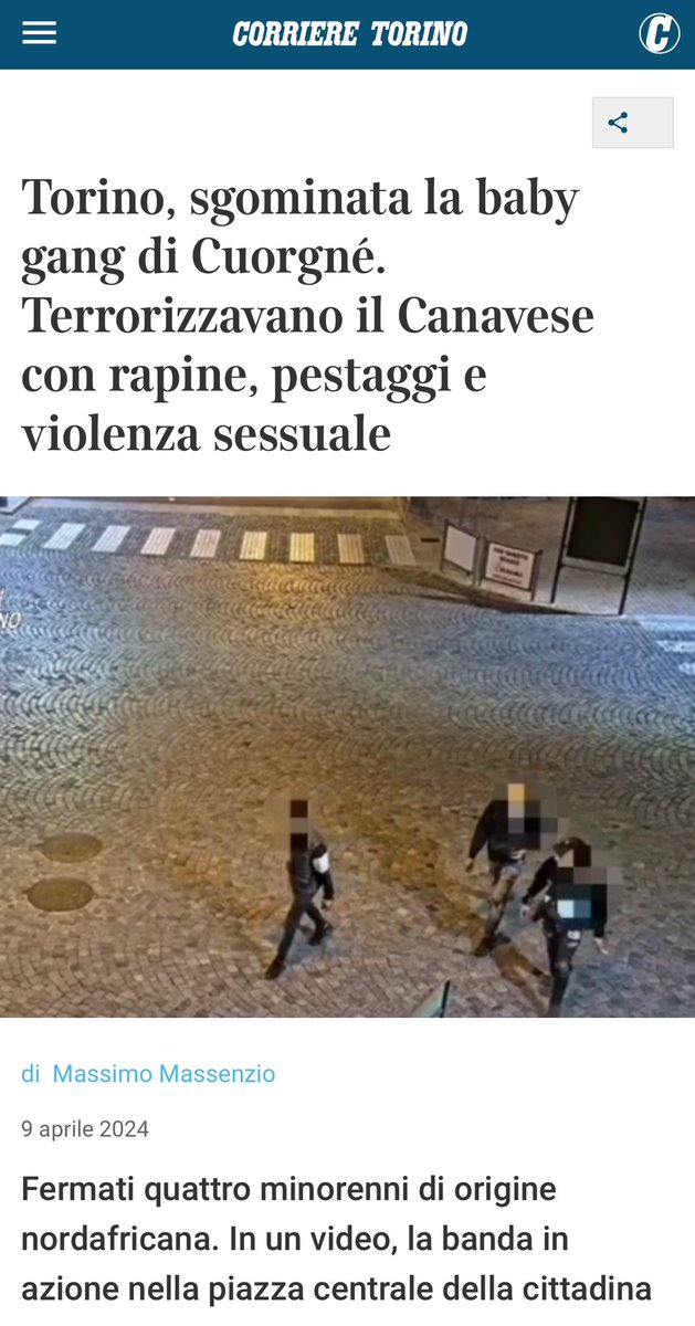 Sgominata la baby gang che terrorizzava il Canavese: fermati 4 minorenni nordafricani (2 arrestati e 2 denunciati) che sono accusati di rapine, pestaggi e violenza sessuale (stupro di una 16enne minacciata con un coltello).