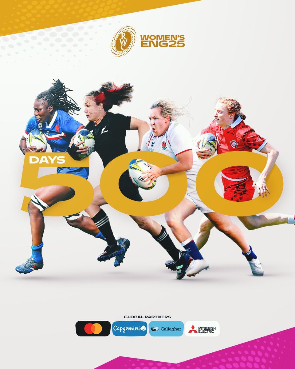 It’s exactly 500 days to go until Women’s Rugby World Cup England 2025. We are anticipating the greatest ever, a generational moment that will supercharge the growth of women’s rugby & the game as a whole.