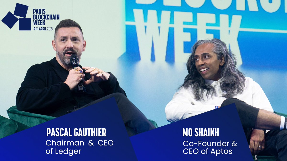 🚀 LIVE at #ParisBlockchainWeek Master Stage: Mo Shaikh (@moshaikhs) reveals @Aptos' groundbreaking 30,000 transactions per second, passing Visa's capacity at a fraction of the cost. Meanwhile, Pascal Gauthier (@_pgauthier) of @Ledger emphasises product and user experience as the