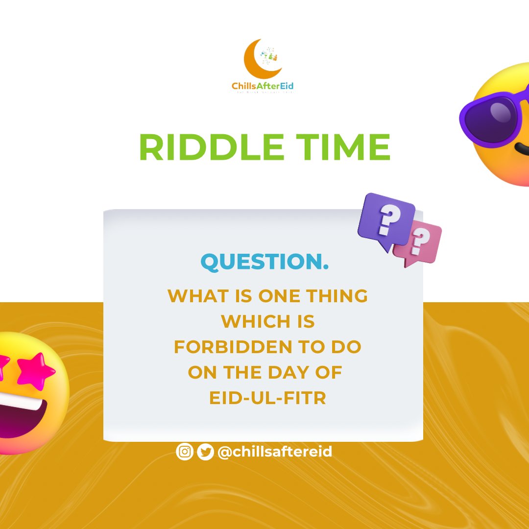 Riddle Time  ??

#RamadanDay30 edition
#ChillsAfterEid2024 #CAE24 #AfterEidEvent #Ramadan2024 #Ibaadah #Ramadan1445 #MuslimEvent