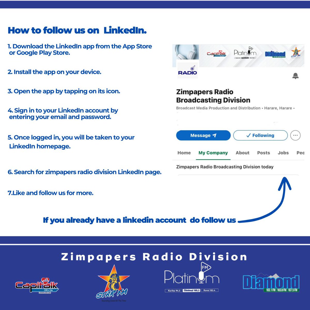 linkedin.com/company/zimpap…🎙️ Unlock endless business opportunities and insights! Follow Zimpapers Radio Broadcasting Division on LinkedIn today, your gateway to a world of premium content and connections. 🌟 #BusinessGrowth #Networking 📻🌐 Zimpapers Radio Division: