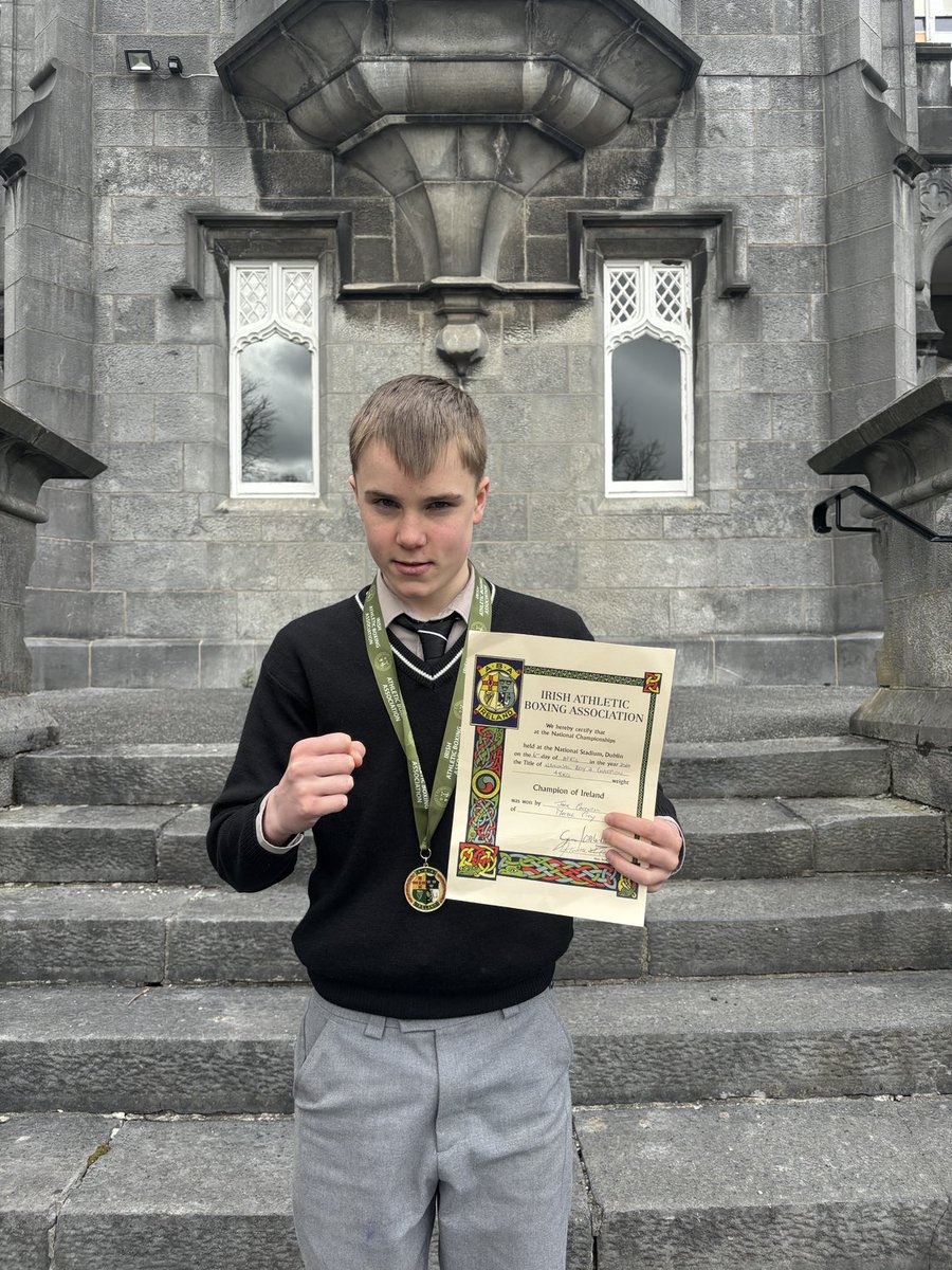 Boxing; Well done to 1st year pupil Jack Cantwell who won the Championship of Ireland at Boy 2 48kg last weekend. Well done Jack, a bright future ahead no doubt. ⚫️⚪️ #proudofourpupils