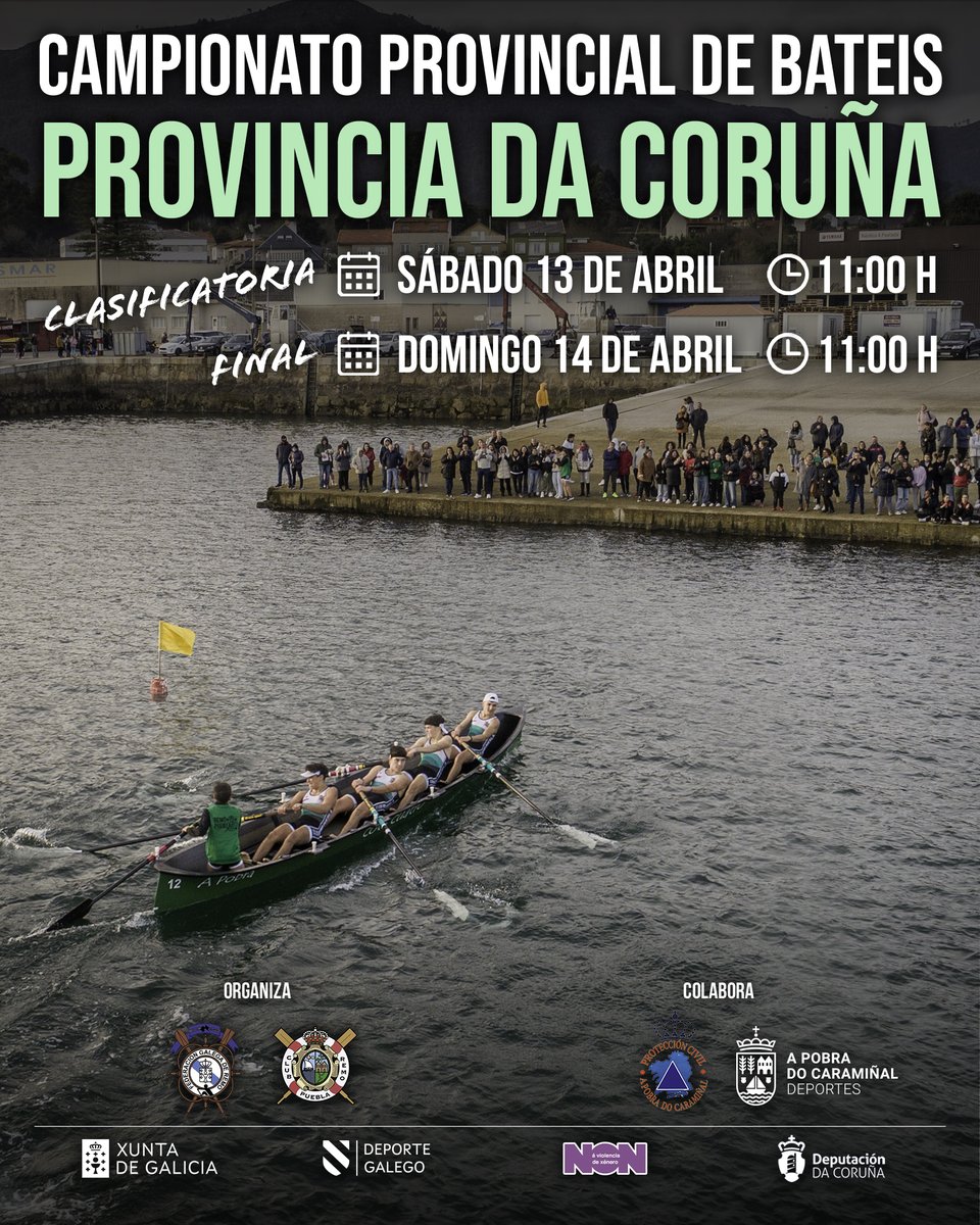 ISTO COMEZA. 🚣‍♀️🔥CAMPIONATO PROVINCIAL DE BATEIS - PROVINCIA DA CORUÑA.
ESPERÁMOSVOS ALÍ. TODO AO VERDE! #AupaPuebla💚💪

@Xunta
@deporte_galego
#NON
@Depucoruna 
#ConcelloDeAPobraDoCaramiñal
#Congalsa
#Escurís #WeSea
#Mecalsa
@TGM_toldosgomez 

📸➕✍️: @adrienone