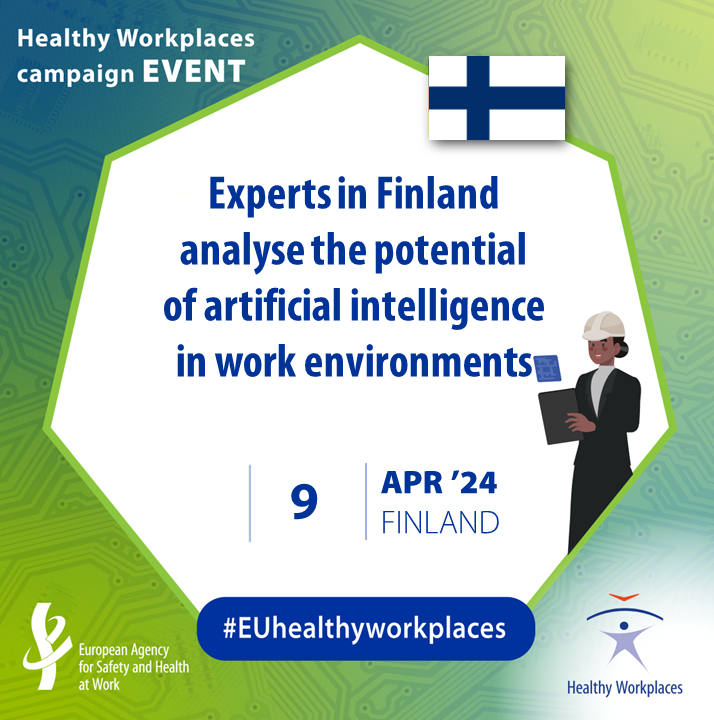 🤖Our focal point @tyoterveys is hosting an event exploring #AI research & its applications in working life including #safetyandhealth practices. 💡Featuring talks on algorithmic leadership & data literacy by experts from the Institute & @helsinkiuni. 🔗healthy-workplaces.osha.europa.eu/en/media-centr…