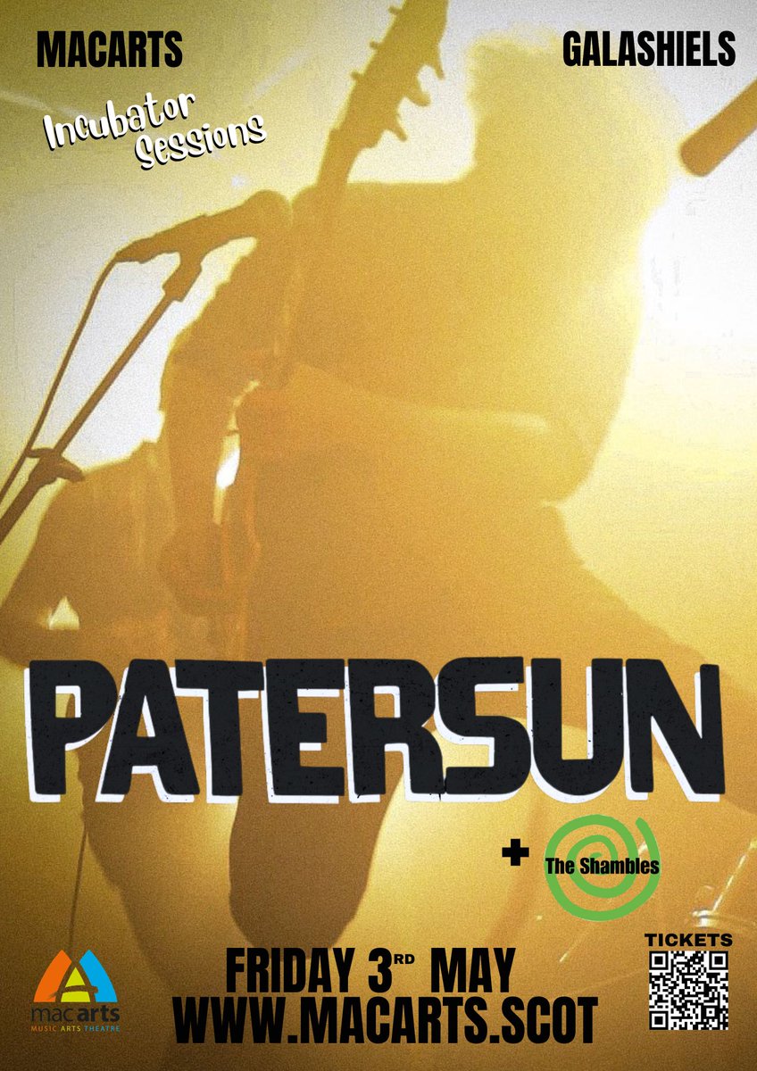 Incubator Sessions returns on Friday 3rd May with two local bands Patersun and Shambles. Tickets are just £5 and on sale now! 🎟 - ticketsource.co.uk/macarts/incuba… @Patersunband