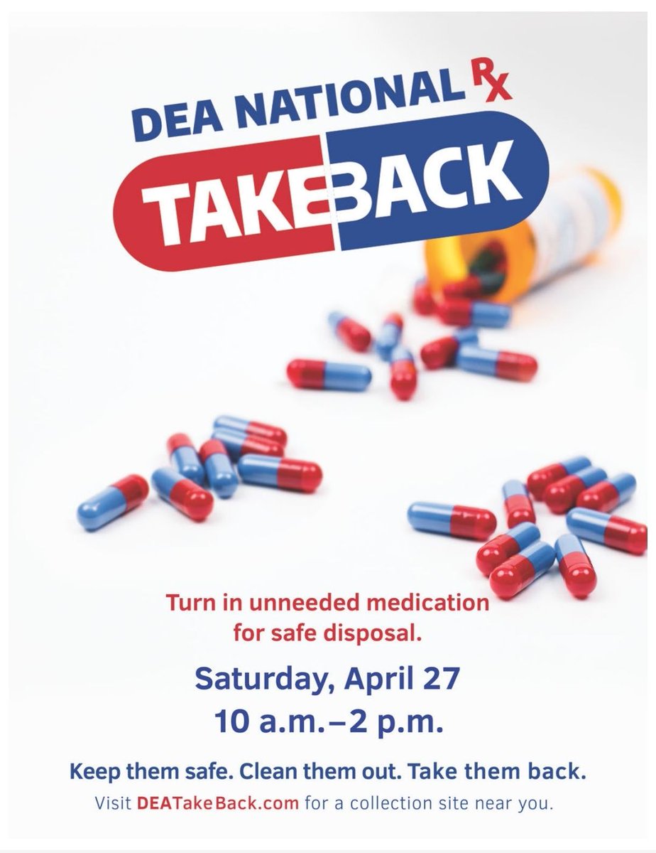 Dispose of your unused or expired medications safely and conveniently at the North Kingstown Police Department on April 27th from 10am to 2pm. 

Let's work together to keep our community safe and healthy! #DrugTakeBack #NKPDCommunity