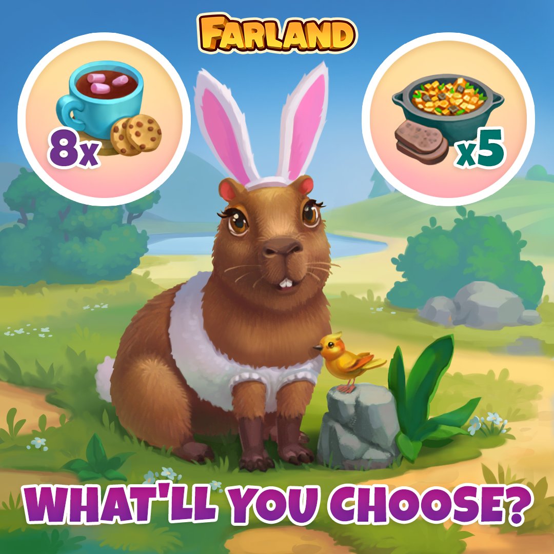Hey, Farlanders! 
What FREE GIFT would you like to get?🎁
👉Write CHOCOLATE in the comments below if you want 8 Hot Chocolates!
👉Write JANSSON if you prefer 5 Jansson’s Temptations!
🏆Tomorrow you get the resources with the most votes! #farland #game #freegifts