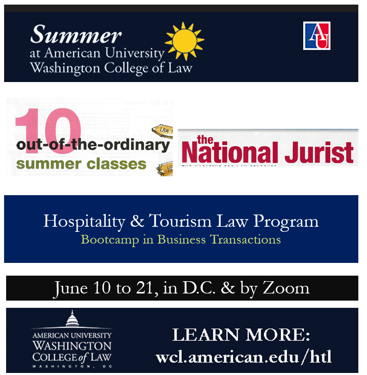 Explore the Hospitality and Tourism Law Program at American University Washington College of Law! This two-week summer program is your gateway to a legal education in the corporate hub of the hotel industry giants. Secure your spot today! wcl.american.edu/academics/summ…