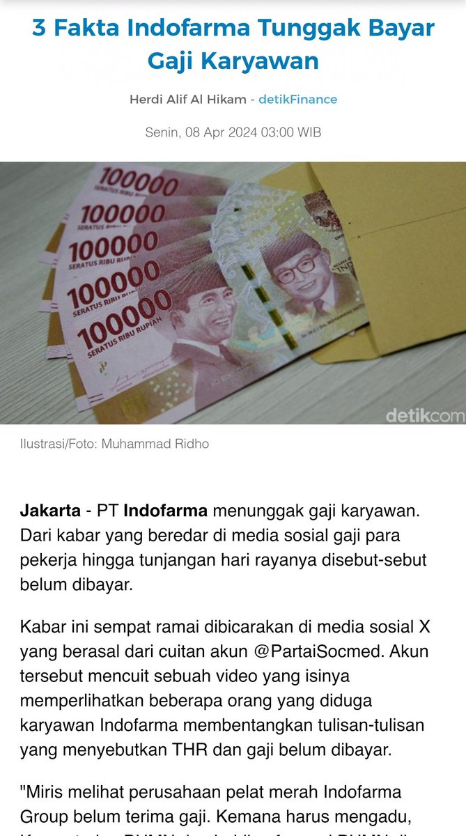 Sebagai perusahaan, Indofarma sendiri kini berada dalam posisi penundaan pembayaran kewajiban utang sementara (PKPU). Salah satu krediturnya, PT Foresight Global mengajukan PKPU untuk Indofarma di Pengadilan Niaga Jakarta Pusat pada 29 Februari 2024.