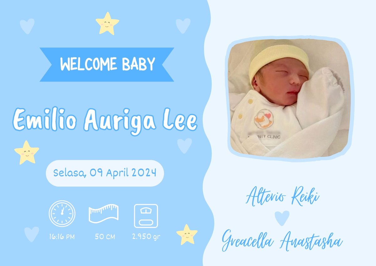 bidanrp's tweet photo. ♡welcome to the world baby boy♡

👦 Emilio Auriga Lee
(09.04.24)
- 16.16 -

Weight ; 2.950 gr
Length ; 50 cm

Hug your dreams tight and hold them close to your heart♡

Congratulations @SFT00JENO &amp; @AST00AERI

bidan ; ireenul https://t.co/sLgn74j3Z7