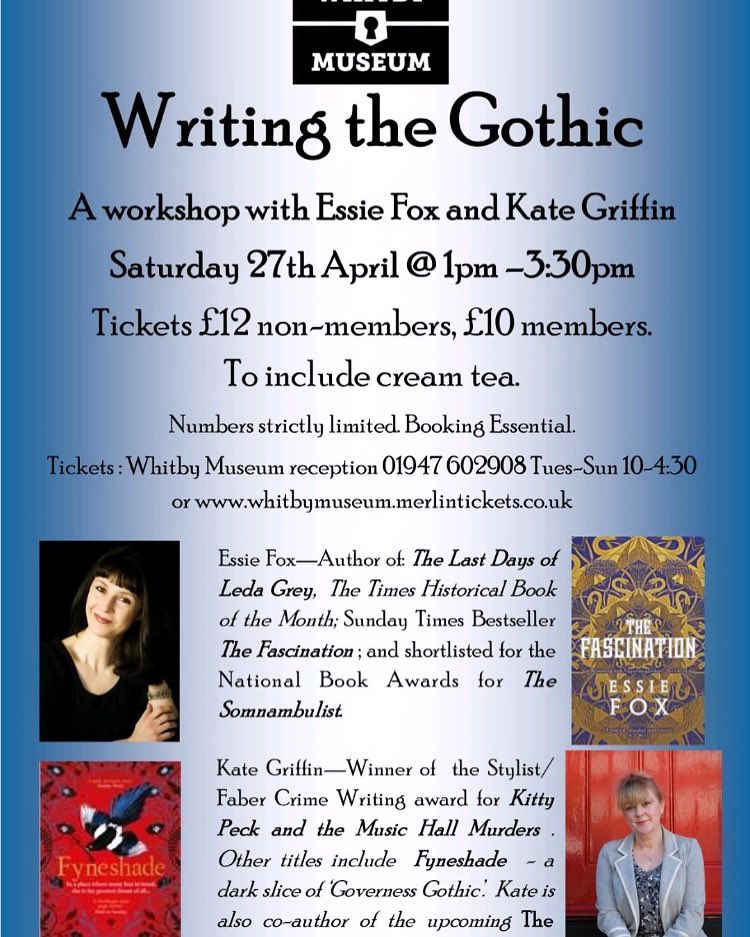 @KateAGriffin @essiefox @thewhitbybooks1 And on Saturday 27th April at @WhitbyMuseum @KateAGriffin and @essiefox are leading a creative writing workshop.